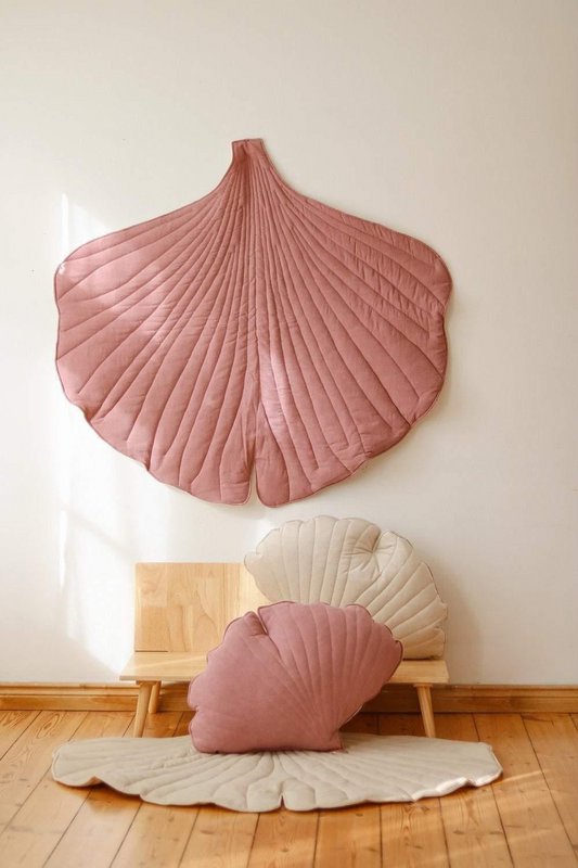 Ginkgo-Blatt-Matte aus Leinen „Dirty Pink“