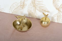 Apple golden cup with small spoon 18x13.5x5cm