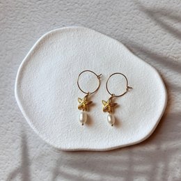 Marine Dream - Starfish and Pearl Hoop Earrings