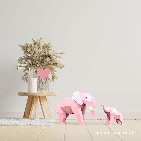 DIY Elefantes Mama & Baby – Rosa