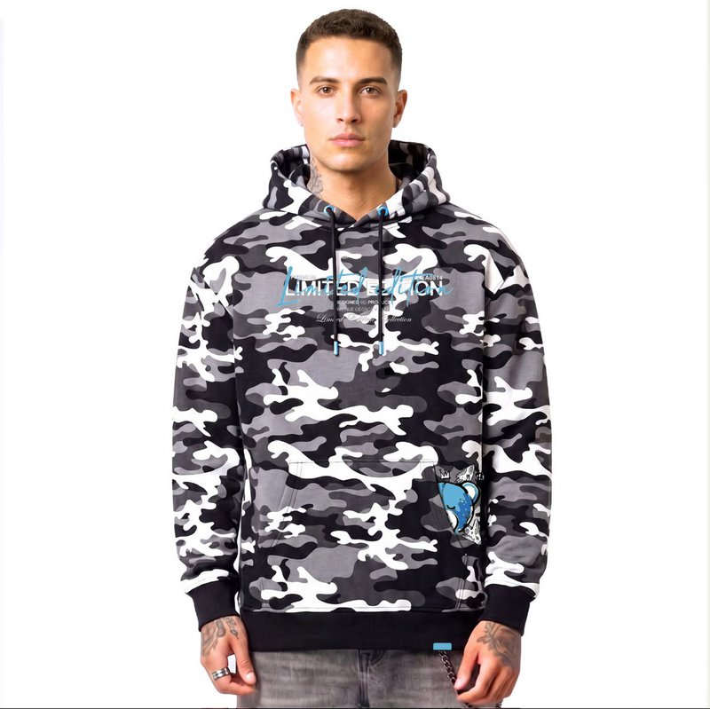 Militär-Teddybär-Hoodie Schwarz/Blau
