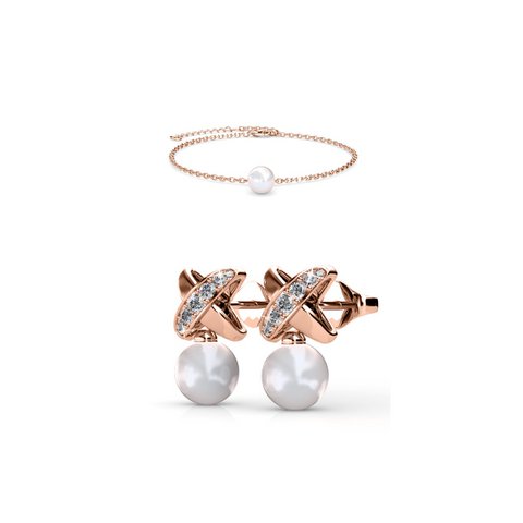 Chris Pearl Crystal Set und Box – Roségold und Kristall