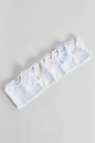 Geborduurde babybody met rucheskraag, korte mouw, meisje