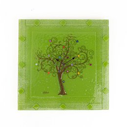 Square wall watch in Murano glass, favor gift idea, golden gold decoration