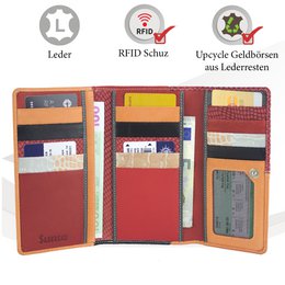 Sunsa women's wallet. leather purse. Wallet with RFID protection. Sustainable wallet made from leather scraps. Large women's wallet with many credit card compartments - wallet/purses for women the best gift idea.