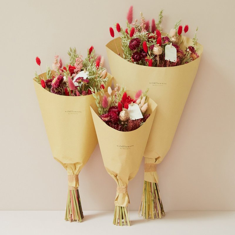 Tørrede blomster - Feltbuket - Rød lokkemad