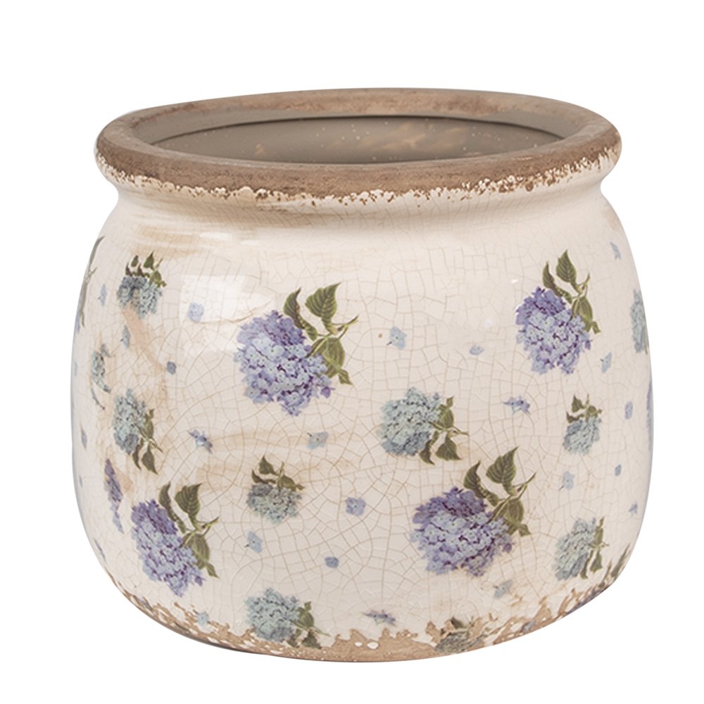 Flowerpot Ø 16x13 cm Beige blue ceramic flower flowerpot inside