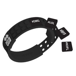 PIXIE CREW Silicone Bracelet – Hashtags #LMAO #OMG #BFF #LOL, Black