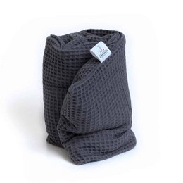 Tessuto waffle antracite grosso | 70 cm| semi di lino biologici