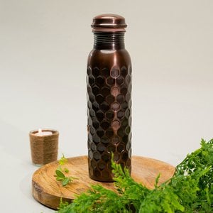Puur koperen waterfles diamond antique ± 950 ml (zware uitvoering)