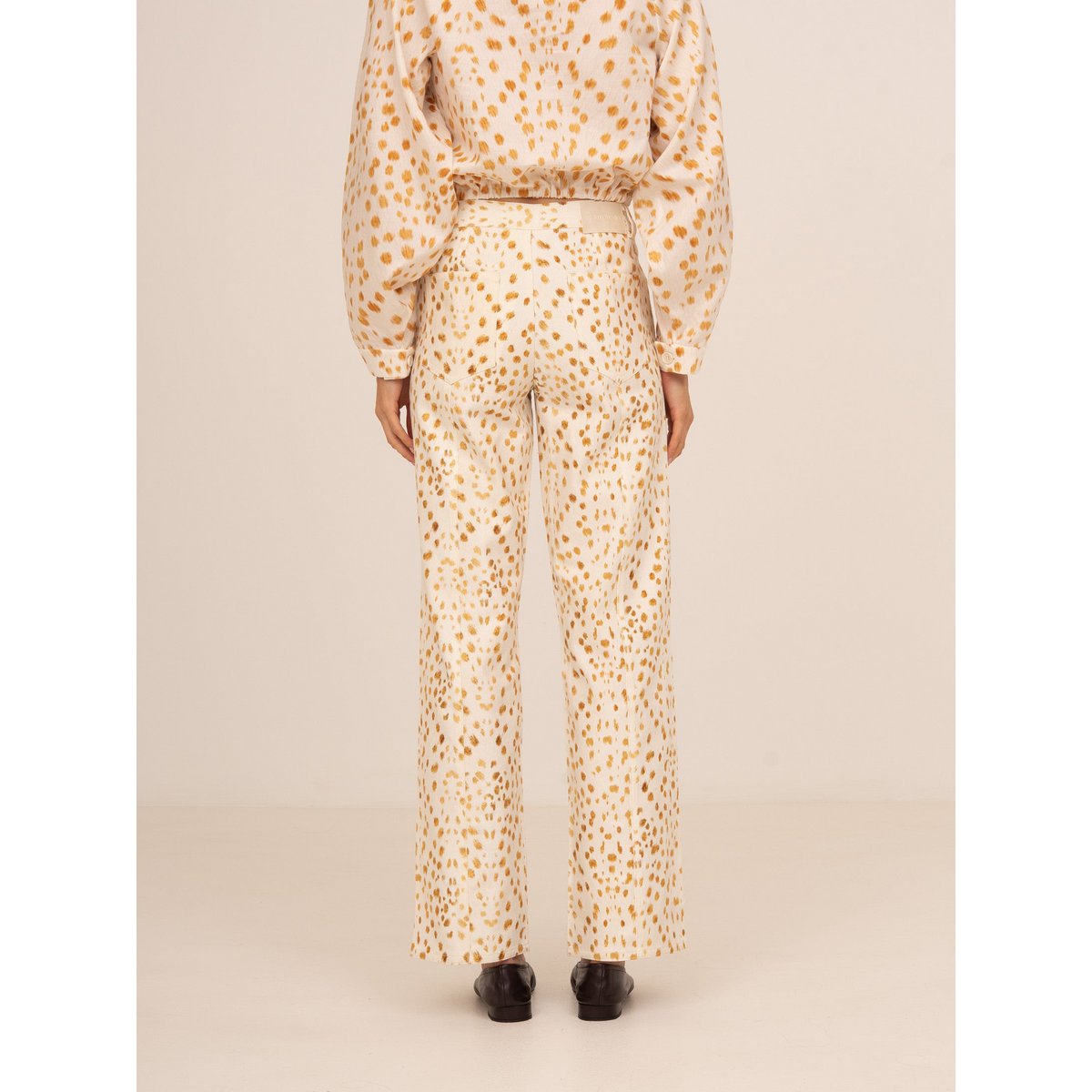 White Deer Print Denim Jeans
