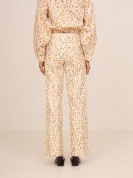White Deer Print Denim Jeans