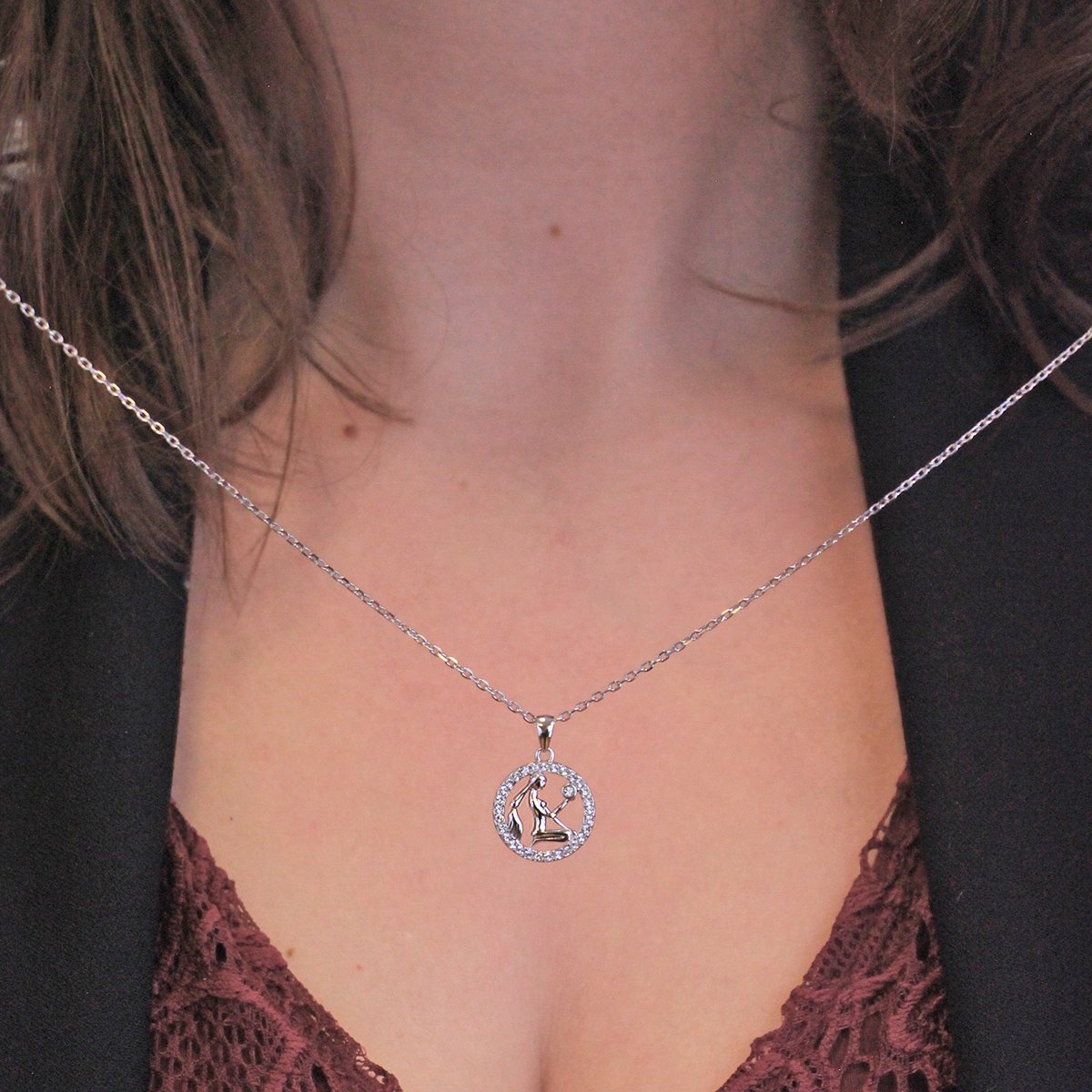 Pendentifs Zodiaque Vierge - Argenté et Cristal
