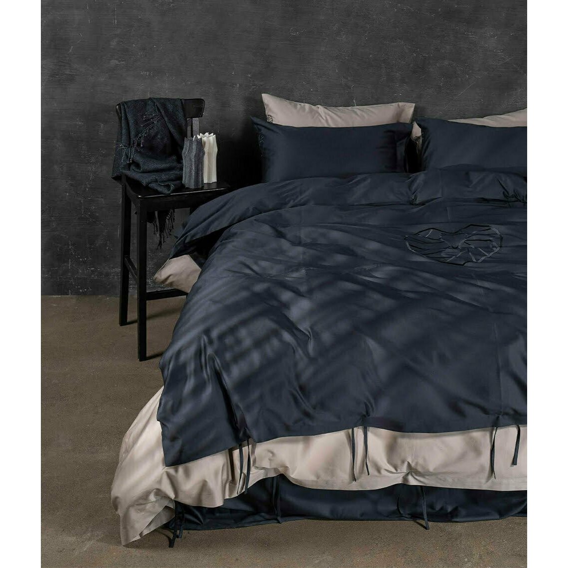 Set biancheria da letto in raso Cuore di Vilnius Antracite