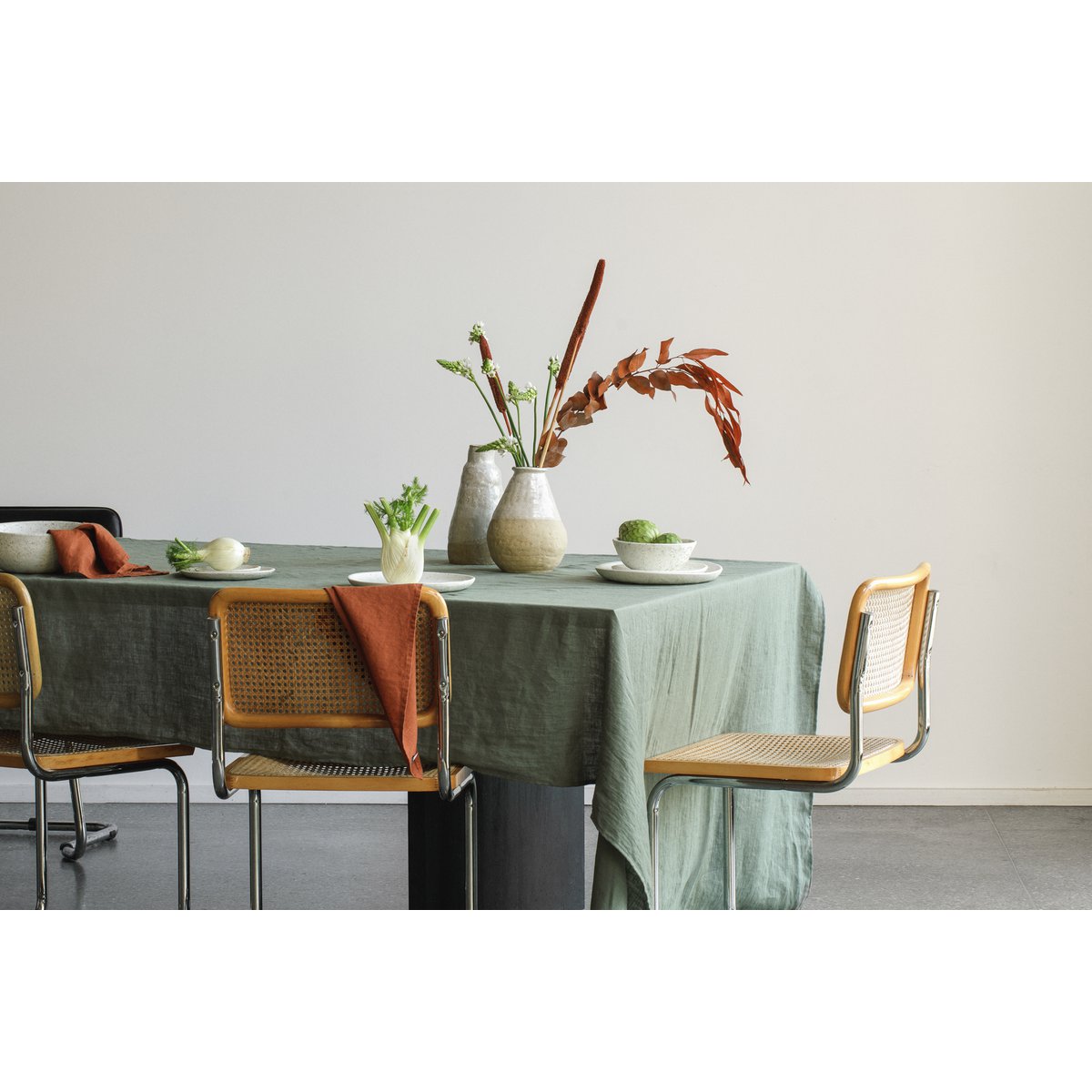 Linnen Tafelkleed Nordic Mosgroen (250x145 cm)