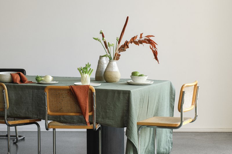 Linnen Tafelkleed Nordic Mosgroen (250x145 cm)