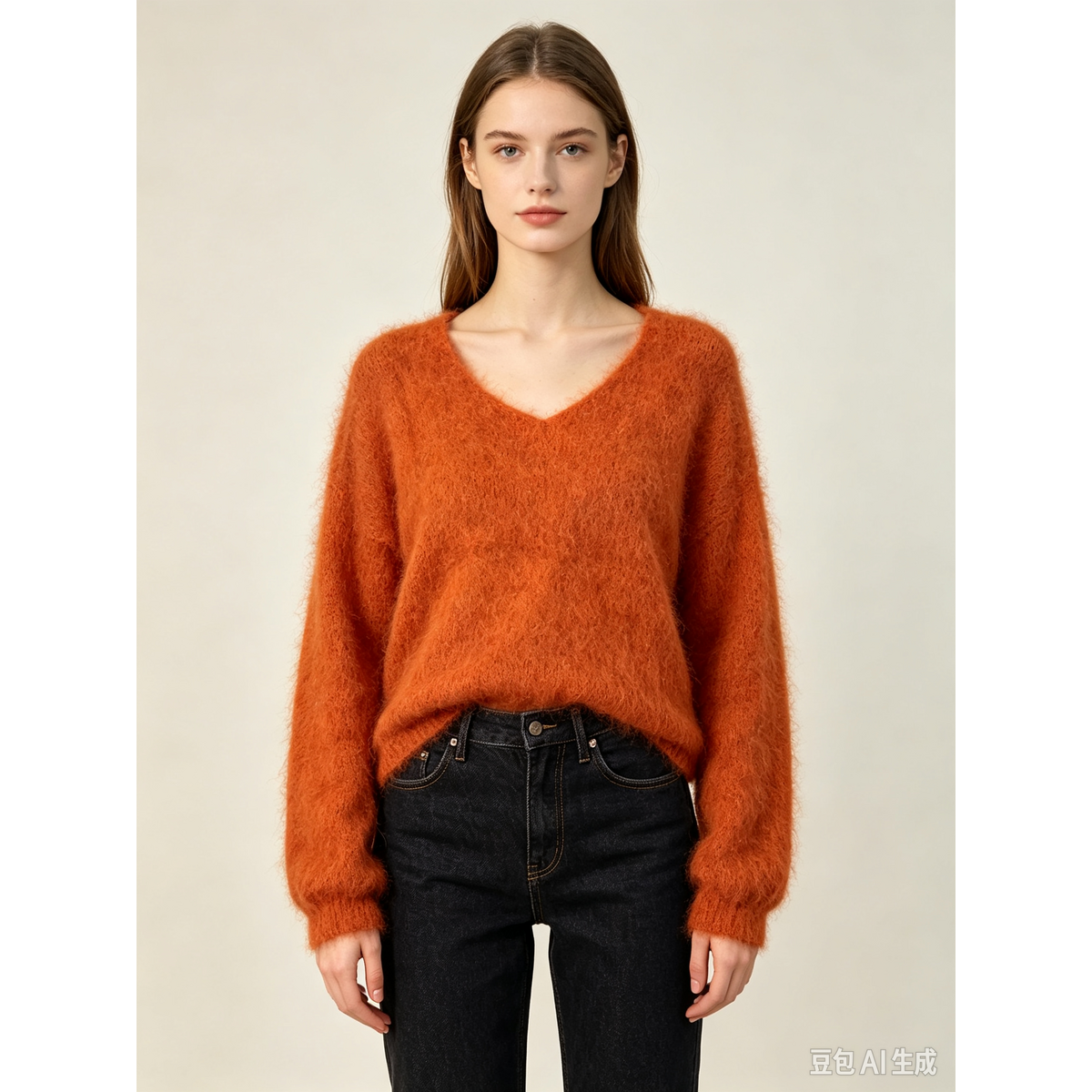 Mohair trui met V-hals REF. 7714