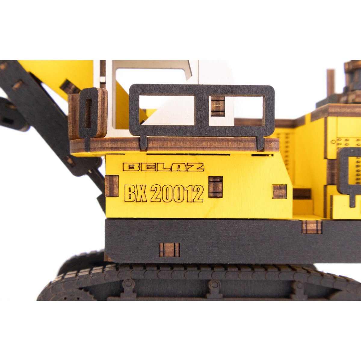 Eco Wood Art (EWA) 3D mechanisches Holzpuzzle, Bergbau-Hydraulikbagger BX20012, 4547, Farbe Gelb, 26,5 x 10,4 x 11,7 cm