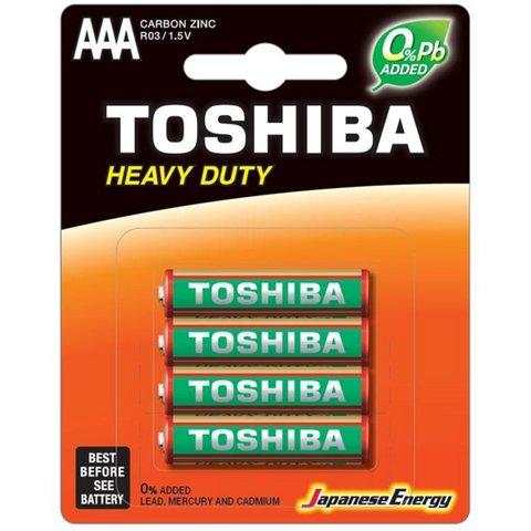 Pfähle TOSHIBA HEAVY DUTY AAA – KOHLENSTOFFZINK – R03 – 1,5 V x4