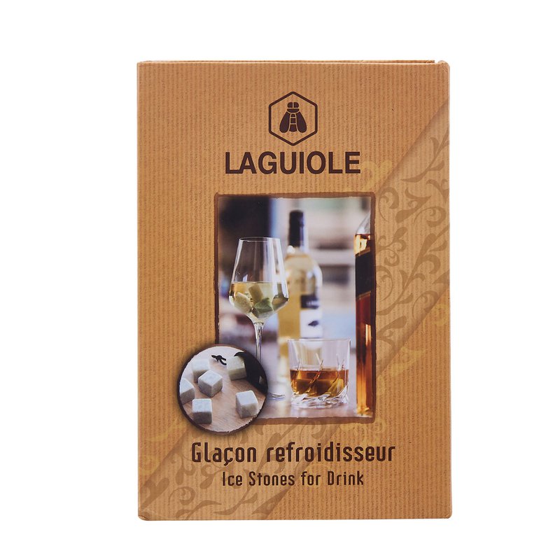 LAGUIOLE GLANCON STEATITE - 9 ICE STONE FOR DRINK IN VELVET POUCH