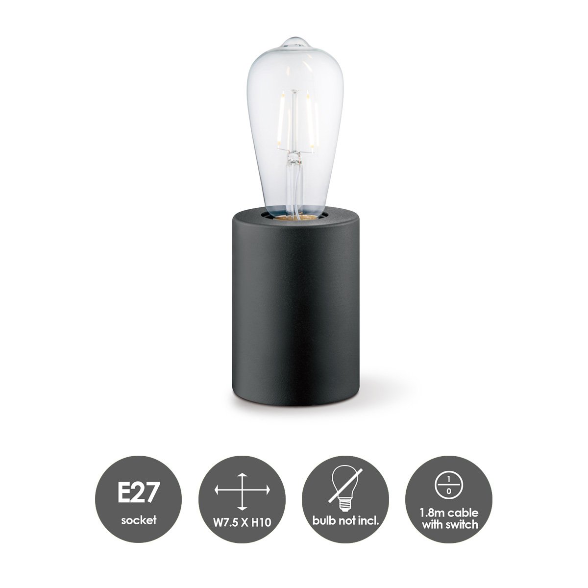 Home Sweet Home Industriel bordlampe Dry Rond - sort - 7,5/7,5/10cm