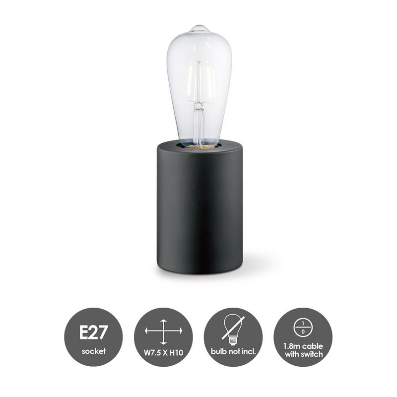 Home Sweet Home Industriel bordlampe Dry Rond - sort - 7,5/7,5/10cm