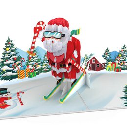 Julemanden på ski pop-up kort